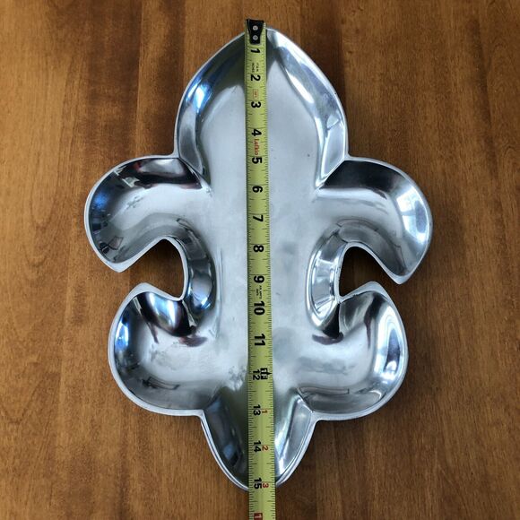 IHI Fleur De Lis Silver Metal Serving Plate Dish India - Picture 4 of 5